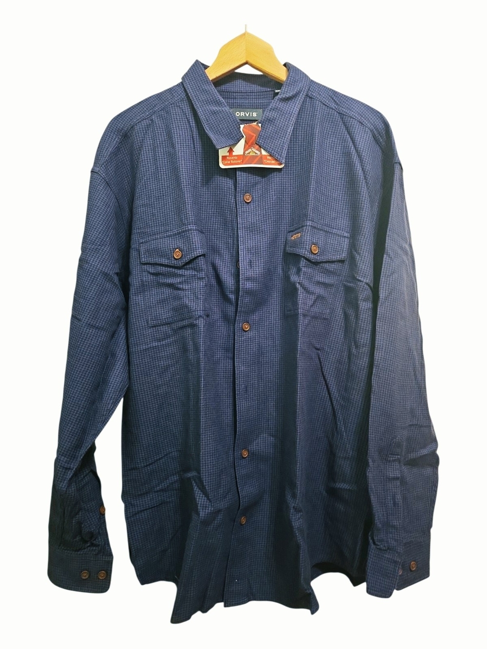 Orvis Fairbanks Men's Navy Blue Long sleeve Button-Up Flannel Shirt